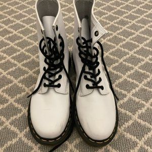 White Leather Dr. Martens Boots in Women's Size 8